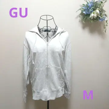 GU 풀 집업 그레이 후드티 M 여성용 캐주얼 a0104