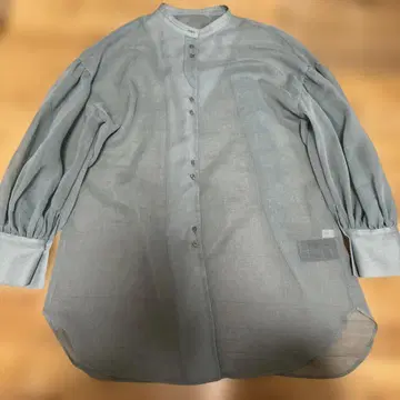퍼블릭 도쿄 블루그린 시스루 블라우스