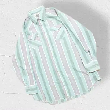 80s USA Ranch and Town 스트라이프 웨스턴 셔츠