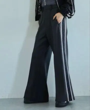 HARE 레이스 사이드 플레어 팬츠 블랙 F