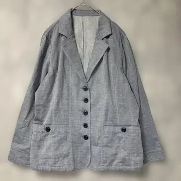 BELLE SANNES 캐주얼 테일러드 자켓 안감 스트라이프 3L