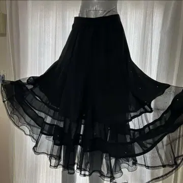 사교댄스 스커트 블랙 레이스 Sanline
