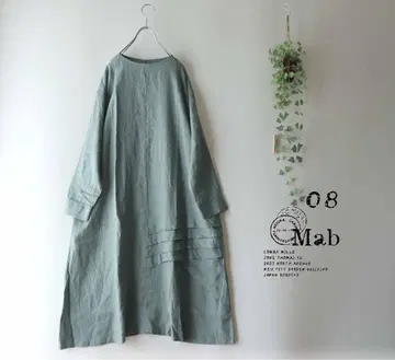 새상품 할인 08Mab 달그린*밑단 턱 플리츠 린넨 롱 원피스 린넨997