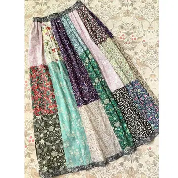 리버티 패치워크 스커트 핸드메이드