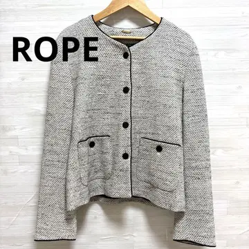 ROPE 로페 트위드풍 노카라 자켓 포멀 L 40 그레이