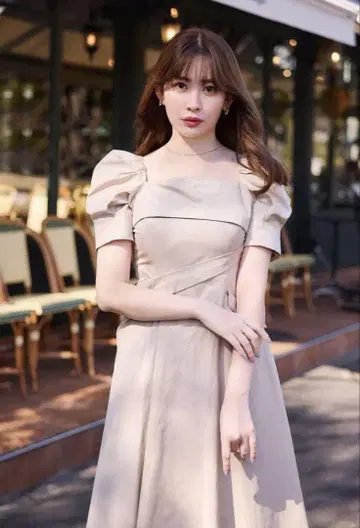 새상품급 herlipto Troncais 퍼프 슬리브 드레스