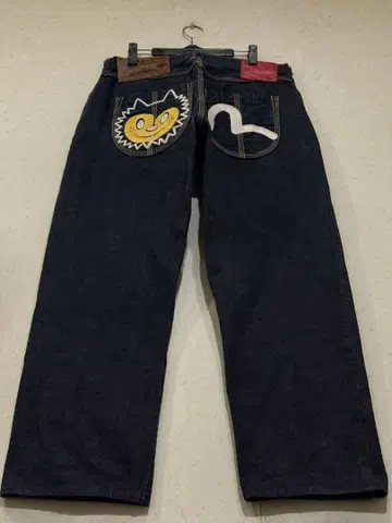 야마네 LOT 0014 갈매기 & 키키 자수 셀비지 데님 팬츠 에비수