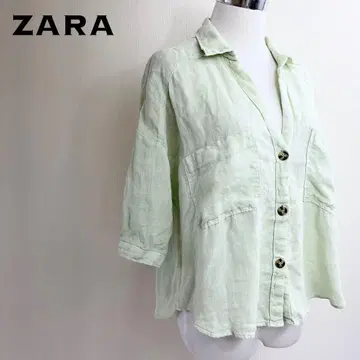 ZARA 자라 린넨 혼방 오버 사이즈 셔츠 / 빅 포켓 셔츠