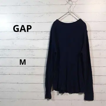 갭 GAP 네이비 리브 와플 긴팔 티셔츠 면 M /76
