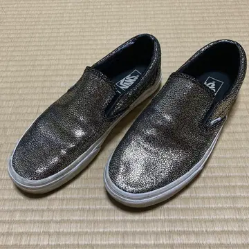 VANS 슬립온 골드 라메 패턴 27.5cm