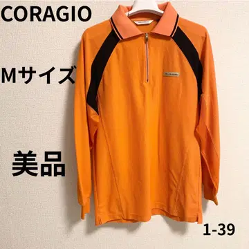 CORAGGIO 피케 셔츠 긴팔 M 사이즈 오렌지 소매 메쉬