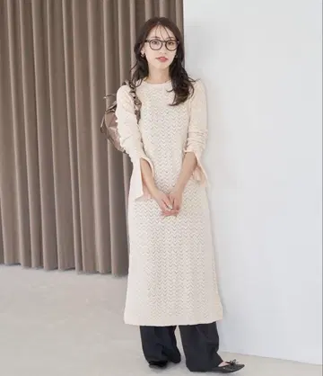 FREAK'S STORE 백 오픈 패턴 니트 원피스 F 사이즈