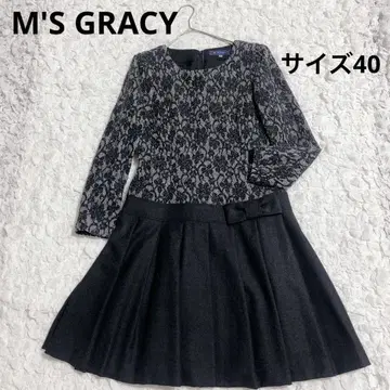 M'S GRACY 엠즈 그레이시 그레이 꽃무늬 리본 사이즈 40