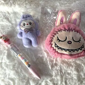 러브부 볼펜 마스코트 홀더 포함 봉제 인형 파우치 3종 세트