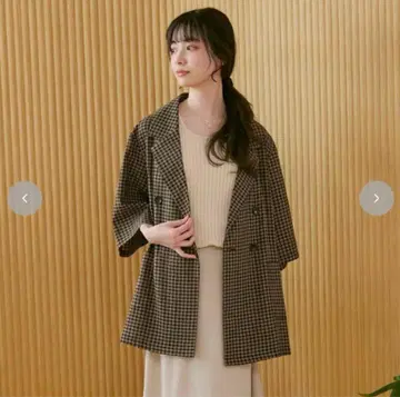 시마무라 choco 하프 슬리브 체크 자켓 S