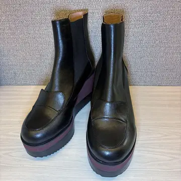 [ 미사용급 ] JIL SANDER NAVY 사이드 고어 부츠 블랙 가죽