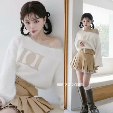 DD 로고 원숄더 니트탑 다리치 darich
