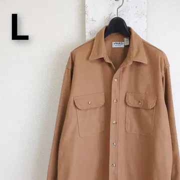 80s JC PENNY JC 페니 화이트 택 긴팔 샤모어 셔츠 베이지 L