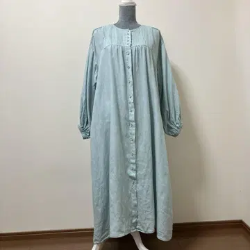 사만사 모스모스 린넨 100% 롱 원피스 스카이블루 포켓 가을 귀여운