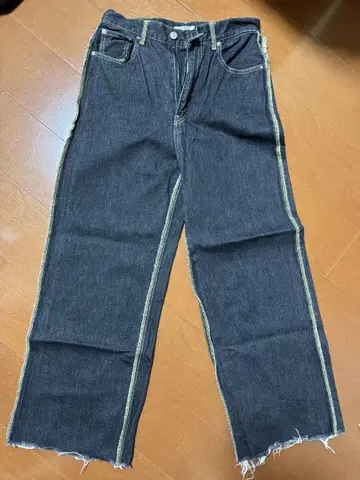 SLY JEANS 다크 데님 와이드 레그 팬츠