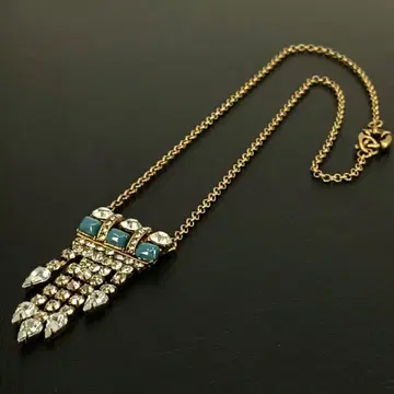 빈티지 목걸이 블루 지르코니아 로봇 골드 금