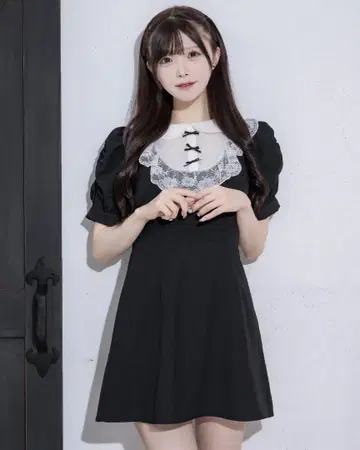 pium 레이스 프릴 도리 미니 원피스