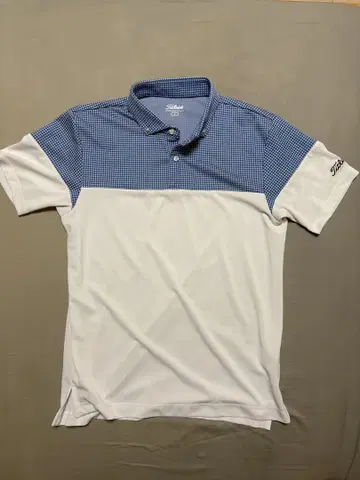 Titleist 피케 셔츠 블루 화이트 체크 무늬
