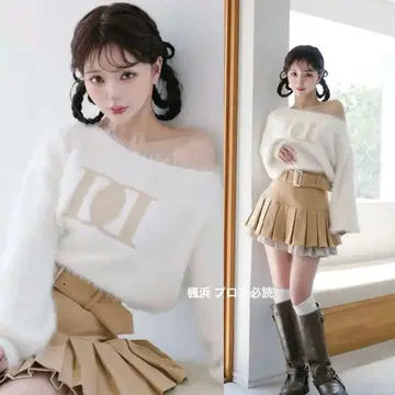 DD 로고 원숄더 니트탑 다리치 darich