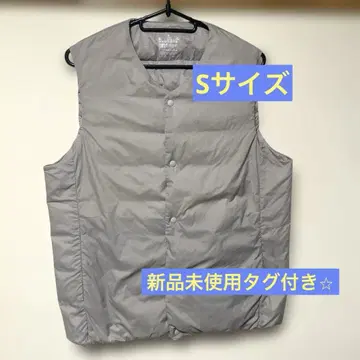 무인양품 경량 다운 포켓터블 노카라 베스트 S 사이즈 라이트 실버 그레이