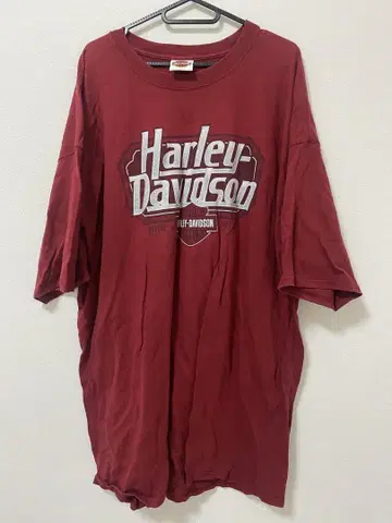 Harley-Davidson 버건디 T셔츠 구제 의류