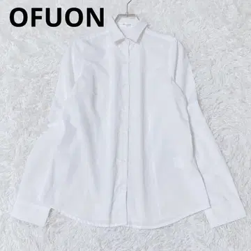 오프온 긴팔 셔츠 상의 포멀 도트 화이트 오피스