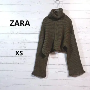자라 올리브 그린 카키 터틀넥 크롭 니트 XS /77
