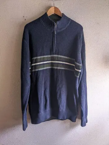 90s 에디 바우어 하프 지퍼 XL 구제 의류 네이비