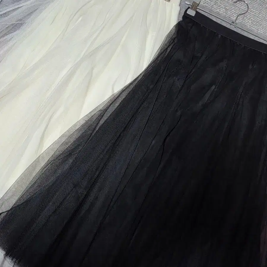 Chiffon long skirt, white/black color (new)