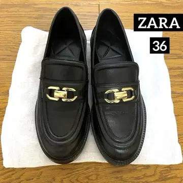 새상품급 [ZARA] 비트 장식 가죽 로퍼 36 블랙