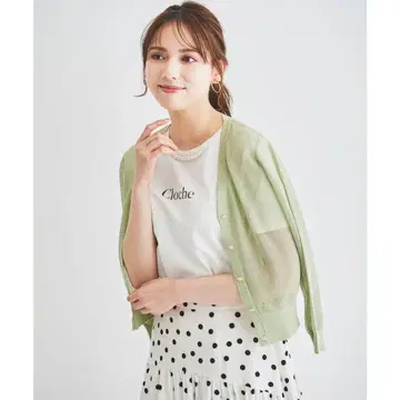 새상품 레스 빠세 [ V넥 시스루 니트 가디건 ] 민트