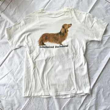 90s 닥스훈트 T셔츠 Hanes L 도그 개 BEEFY