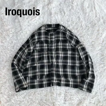Iroquois 이로코이 노카라 체크 플란넬 셔츠 블랙 화이트