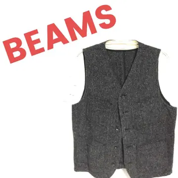 새상품급 BEAMS 빔즈 다크 그레이 베스트 울 M