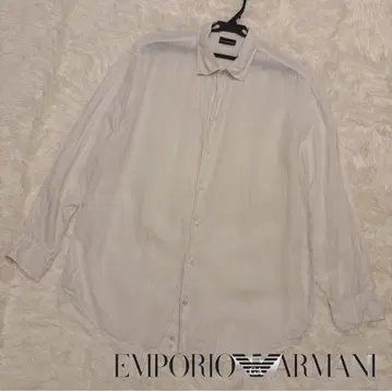 EMPORIO ARMANI 화이트 린넨 긴팔 셔츠 XL
