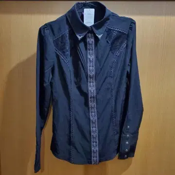 ozzon Ozz Croce 긴팔 셔츠 블라우스 블랙