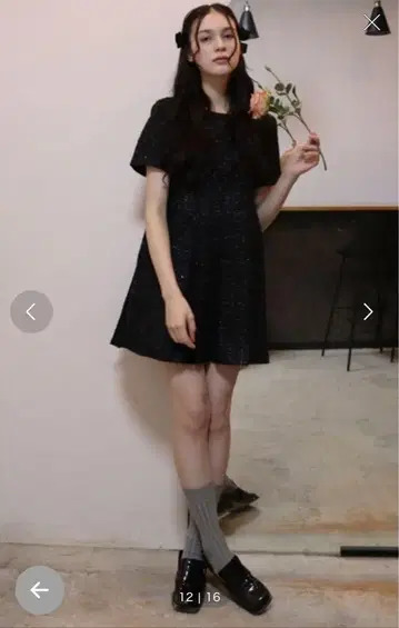 블랙 반팔 미니 원피스