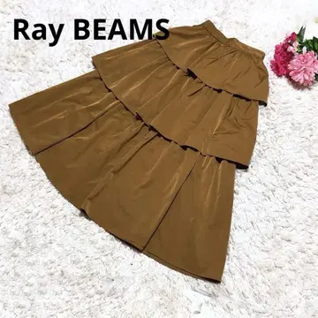 Ray BEAMS 롱 스커트 카멜 S 티어드