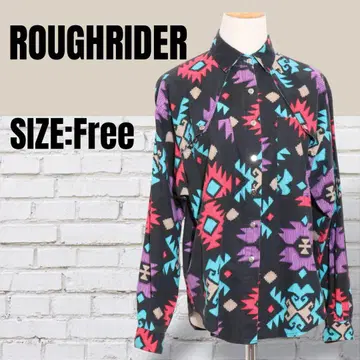 ROUGHRIDER 라더 긴팔 셔츠 네이티브 무늬 프론트 포켓