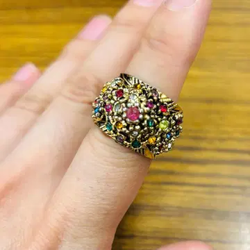 빈티지 멀티 컬러 반지 프리 사이즈