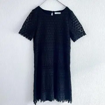 제라르 전체 레이스 반팔 원피스 블랙 M 안감 고급 포멀 레이온
