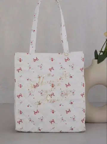 MaisondeFLEUR 플라워 리본 프린트 스퀘어 토트백