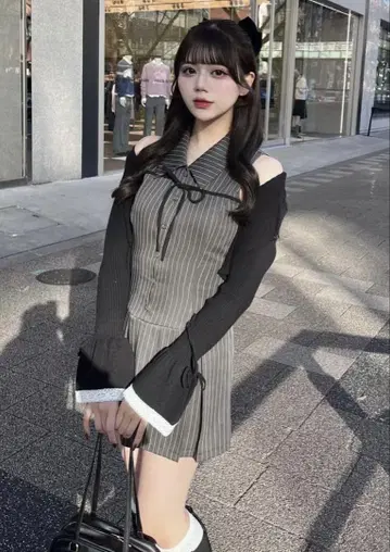 OLIVE des OLIVE 슬리브리스 셔츠 미니 원피스