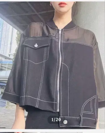 [ MICALLE MICALLE ] 이소재 절개 블루종 블랙