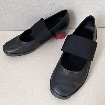 CAMPER Alright 펌프스 밴딩 스트랩 천연 가죽 블랙 24cm